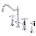 thumbnail image 1 of 8 Inch Center Kitchen Faucet With Brass Side Sprayer - Polished Chrome, 1 of 1