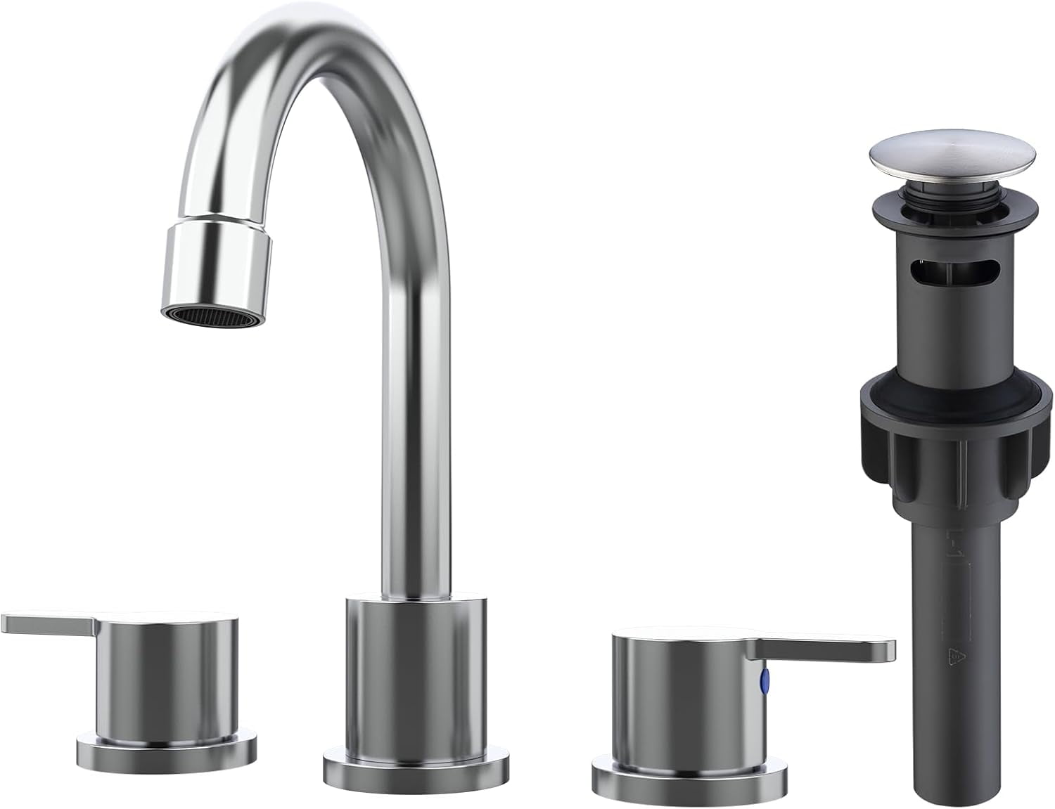 8 Inch Centerset Bathroom Faucet, Dual Handle 360° Swivel Spout, Lead-Free Ceramic Disc Valve, Water Saving 1.2GPM CEC Registered Vanity Faucet with Pop-Up Drain