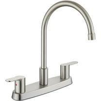 8 Inch Centerset Kitchen Faucet for Sink 3 Hole Dual Handle Kitchen Sink Faucets High Arc 360  Rotating Spout with  Lines, Brushed Nickel, Without Side Sprayer