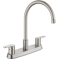 8 Inch Centerset Kitchen Faucet for Sink 3 Hole Dual Handle Kitchen Sink Faucets High Arc 360 Rotating Spout with Lines, Brushed Nickel, Without Side Sprayer