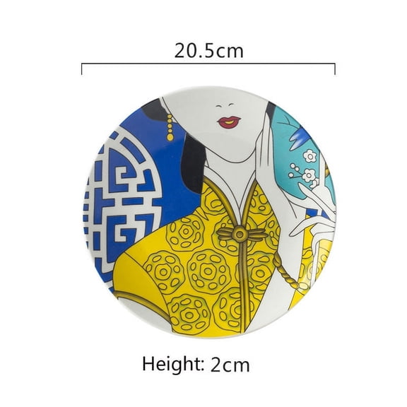 8 Inch Ceramic Plate Ceramic Dinnerware Asian Style Decorative Plates