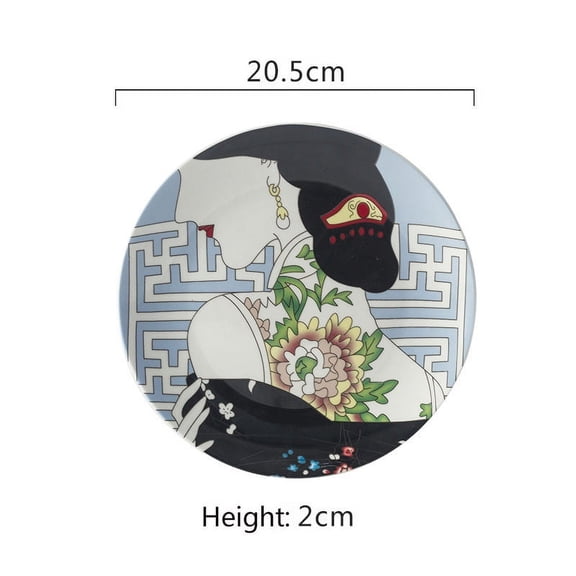 8 Inch Ceramic Plate Ceramic Dinnerware Asian Style Decorative Plates