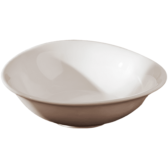 8-Inch Ceramic Salad Bowl, Modern Serving Bowl for Pasta, Dessert, Fruit, and Ice Cream, Glossy Off-White Finish, Distinctive Rounded Triangle Design, 16.9 fl oz Capacity