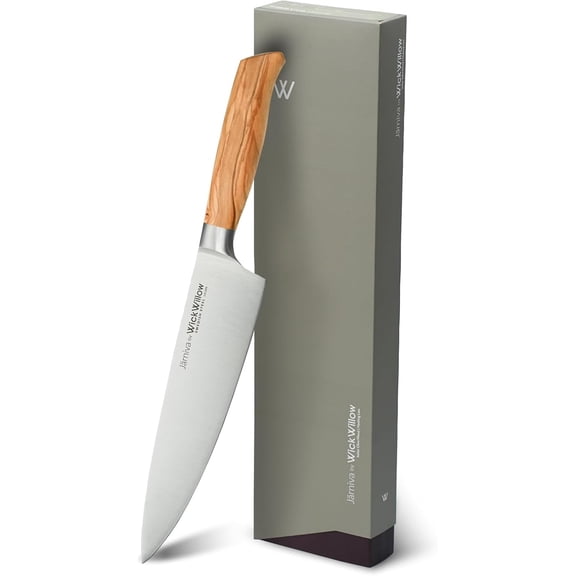8 Inch Chef Knife Razor Sharp Swedish Steel Kitchen Knife with Italian Olive Wood Handle Premium Cutting Knife for Meat, Vegetables & Prep Gift for Home Cooks & Chefs