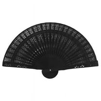 8 Inch Chinese Japanese Folding Fan Original Wooden Hand Flower Bamboo Pocket For Home Decor Decoration-Black