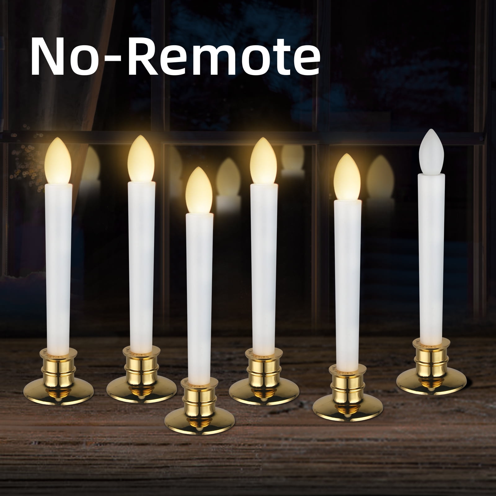 8 Inch Christmas Window Candles, Flameless Taper Candles Battery