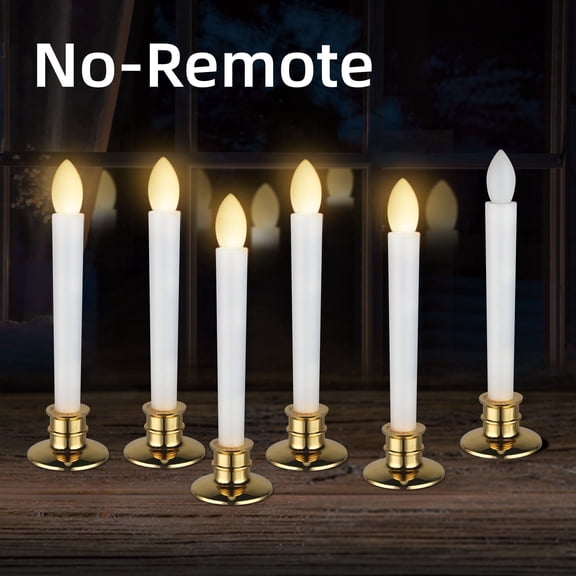 8 Inch Christmas Window Candles, Flameless Taper Candles Battery Operated, LED Floating Flickering Candles for Home Decor,Pack of 6
