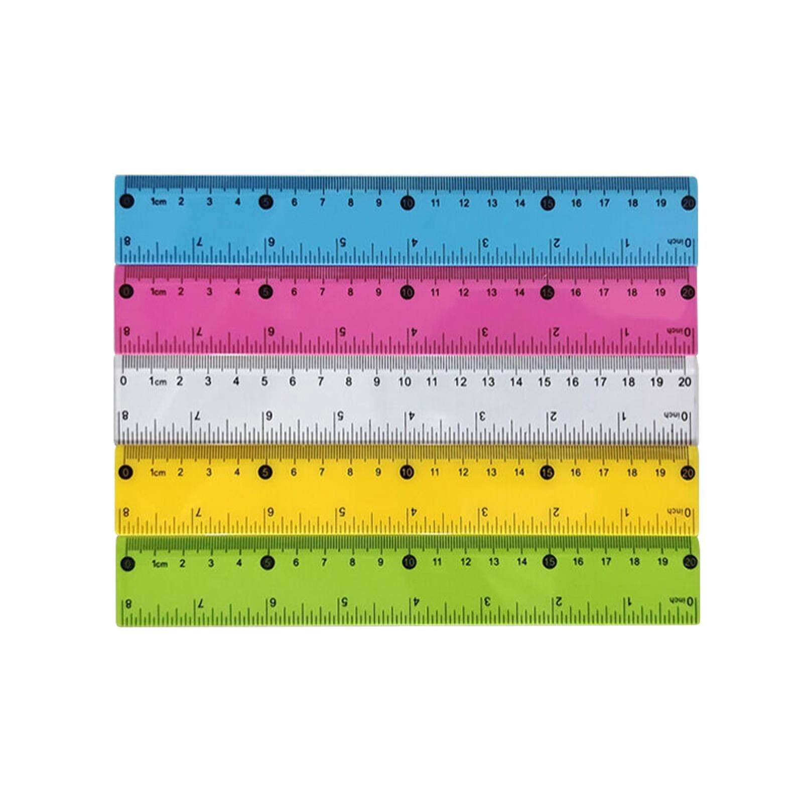 8 Inch Clear Ruler with Inches And Metric Marks, Lightweight Plastic ...