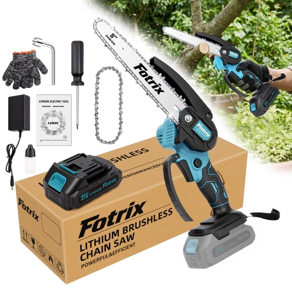 8-Inch Cordless Mini Chainsaw with 1 Battery & Charger