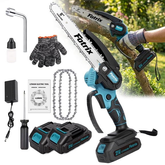 8-Inch Cordless Mini Chainsaw with 2 Batteries & Charger, Upgraded High-Hardness Chain
