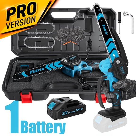 8-Inch Cordless Mini Chainsaw with Battery & Charger, Upgraded High-Hardness Chain,plastic case packaging
