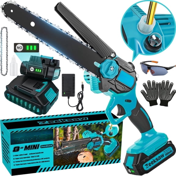 8 Inch   Cordless With  Oiler, Seniors Friendly   Hand held Chain  Kit, Automatic Chain Tensioning &  Oiler For Tree Branches, Courtyard, And Garden