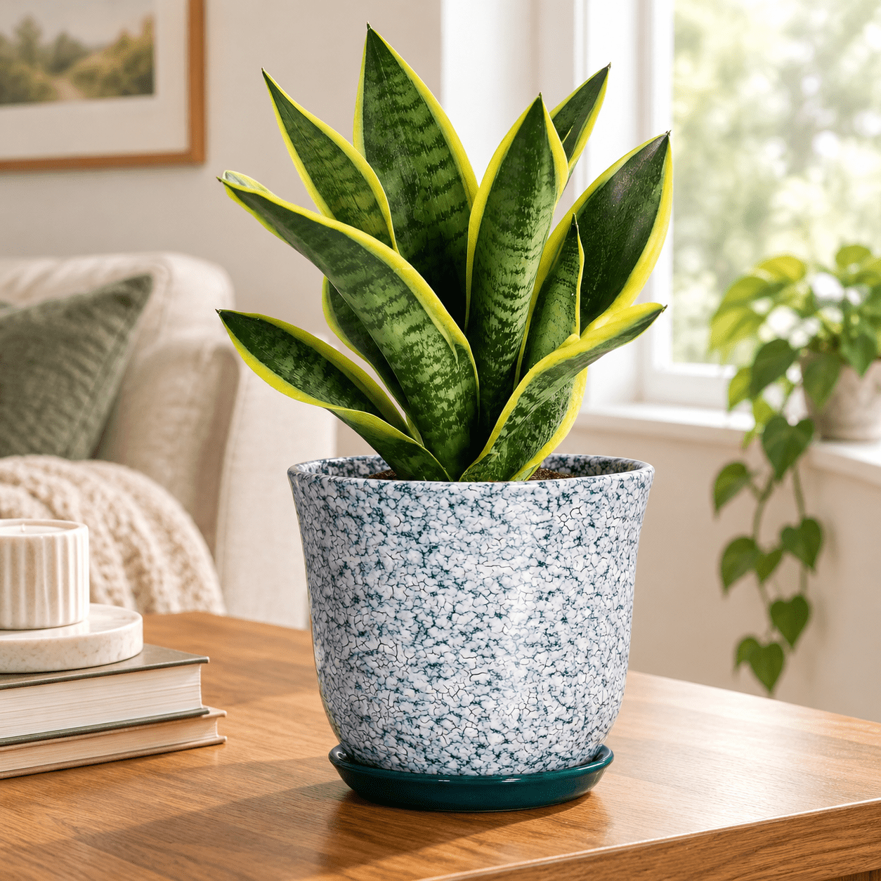 Caramic Pot 8 Inch Crack Blackish Green Ceramic Plant Pot for Indoor and Outdoor ...