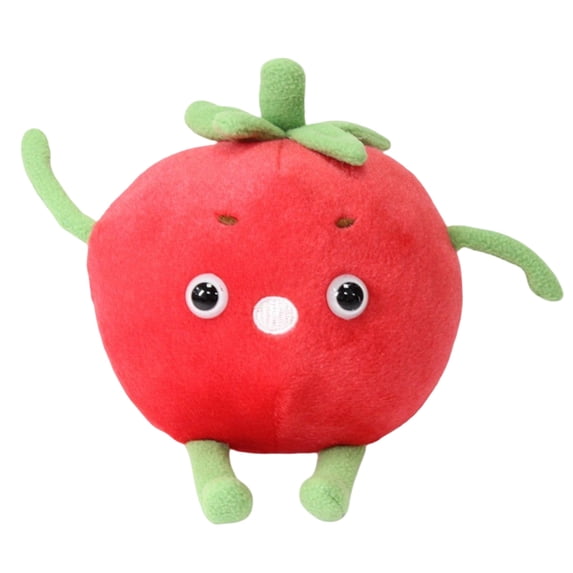 8 Inch Cute Tomato Plush Stuffed Animal, Toys for Student Kitchen Set, Pretend for Student Kitchen, Soft Plush, Made of Premium Fleece Material with Cute Face and Short Limbs for