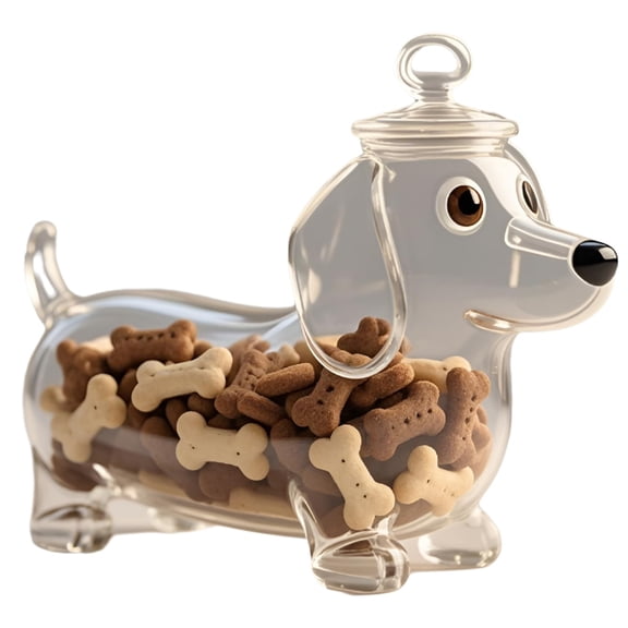 Pet Treat Jar, Adorable Dog Shape Glass Airtight Pet Food Storage, Food Storage Container Dog Treat Container with Lids for Kitchen Dogs Cats