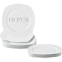 8 Inch Dessert Plates Set of 10, Ceramic Salad Plates, Lotus Shaped Appetizer Plate, Small White Dinner Plates for Cake Waffles Snacks Side Dish, Oven Microwave Dishwasher Safe