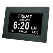 8 Inch Digital Day Dementia Clock For Seniors, Large Medication Reminders Calendar Clock With Day Of The Week, Date Time For Elderly Vision Impaired, Memory Loss, Black