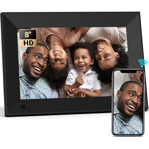 8 Inch Digital Picture Frame Touch Screen, 1280x800 HD WiFi Electronic Photo Web Frame Display 16GB, Share Pictures/Videos via App/USB/SD Easy Setup Gifts for Mom, Auto-Rotate, Solid Black