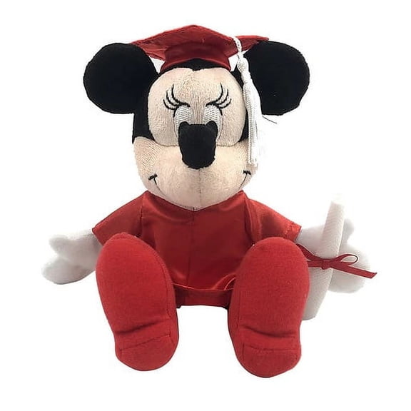 8 Inch Disney Minnie Mouse in Red Graduate Cap, Gown and Diploma Graduation Plush