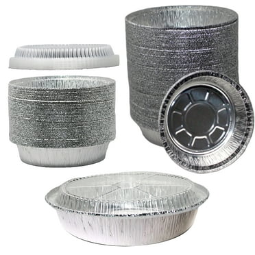 8 Inch Disposable Round Aluminum Foil Take-Out Pans with Plastic Lids Set - Disposable Tin Containers, Perfect for Baking, Cooking, Catering, Cake Pans, Parties, Restaurants by EcoQuality