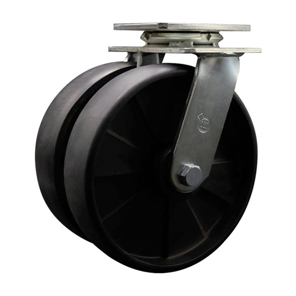 8 Inch Dual Glass Filled Nylon Wheels Swivel Caster with Roller Bearing SCC