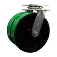 thumbnail image 1 of 8 Inch Dual Green Poly on Cast Iron Wheels Swivel Caster with Roller Bearing SCC, 1 of 2