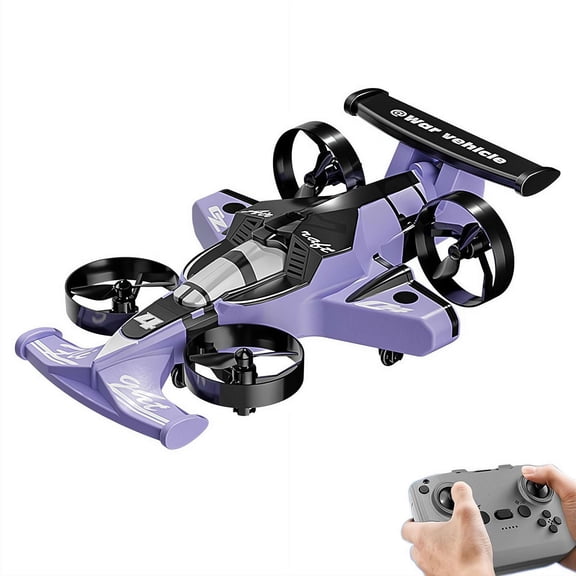 8 Inch Dual Mode RC Drone Car Land Quadcopter Drift Toy with 360 Roll and Spiral Flight for Advanced Aerial Maneuvers and Ground Racing Purple