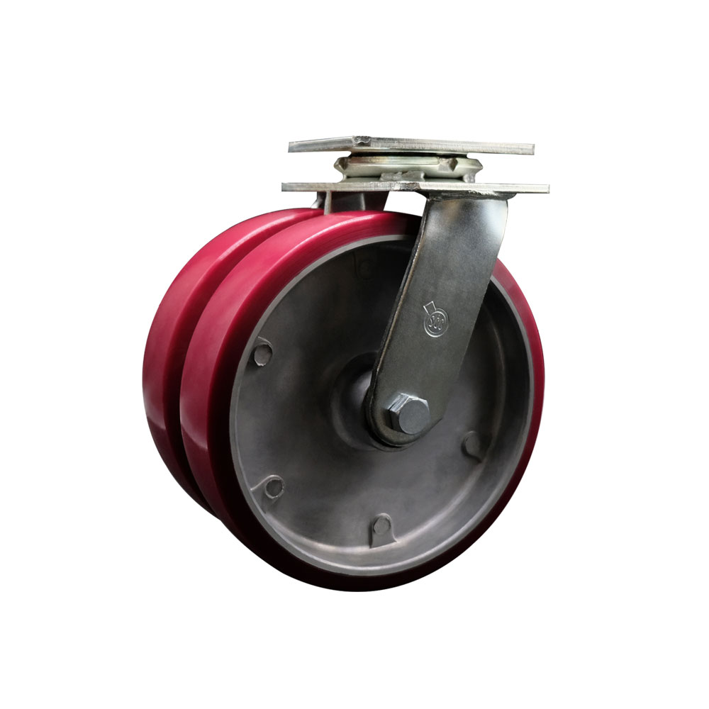 8 Inch Dual Poly on Aluminum Wheels Swivel Caster with Roller Bearing SCC