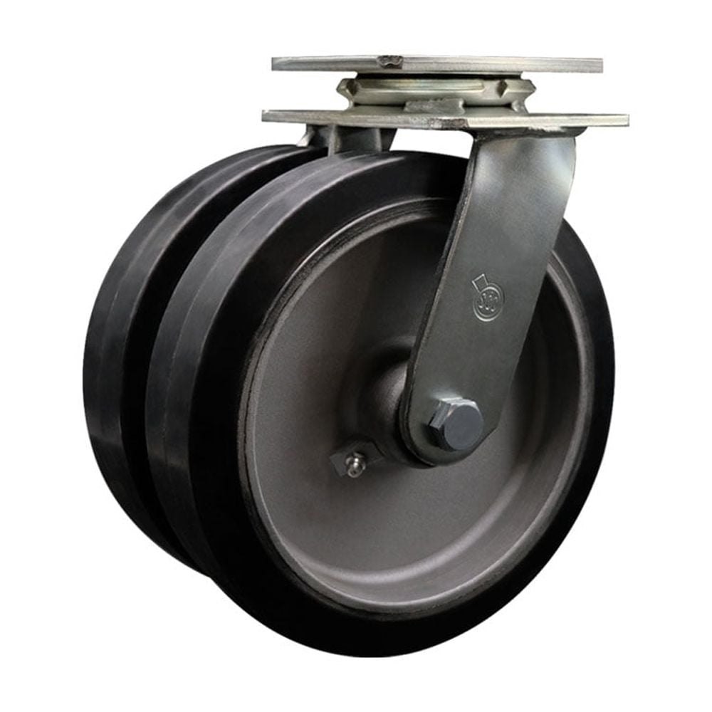 8 Inch Dual Rubber on Aluminum Wheels Swivel Caster with Roller Bearing SCC