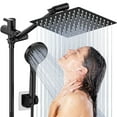 thumbnail image 1 of Cshidworld 8 Inch Dual Shower Head Combo with 11" Extension Arm, 5 Settings Adjustable Anti-leak High Pressure Shower Head with 59" Hose, Height/Angle Adjustable, Dual Anti-Clog Nozzles, Black, 1 of 9