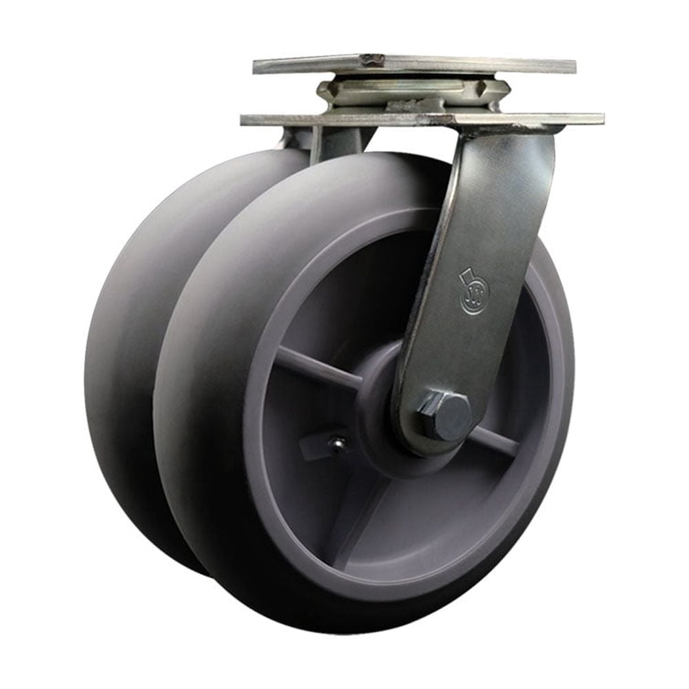 8 Inch Dual Thermoplastic Rubber Wheels Swivel Caster with Ball Bearing SCC