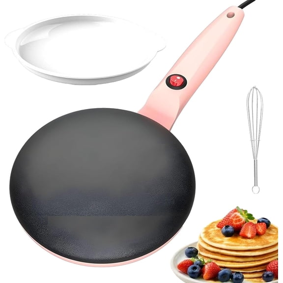 8 Inch Electric Crepe Maker Quick Heat, Nonstick Pancake Maker Portable Griddle Automatic Temperature Control, DIY Breakfast Appliance, Pancakes Tortillas Perfect for Home Kitchen (Pink)
