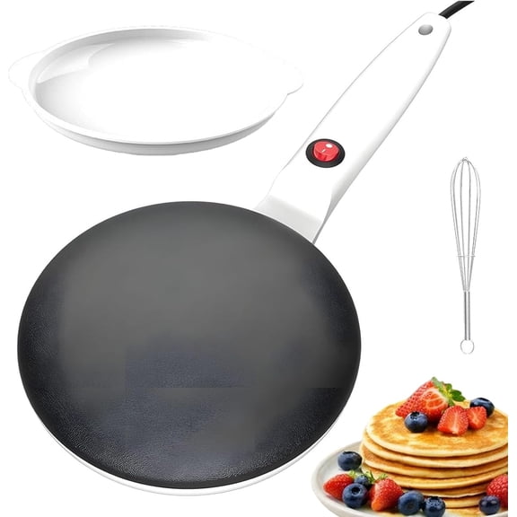 8 Inch Electric Crepe Maker Quick Heat, Nonstick Pancake Maker Portable Griddle Automatic Temperature Control, DIY Breakfast Appliance, Pancakes Tortillas Perfect for Home Kitchen (White)
