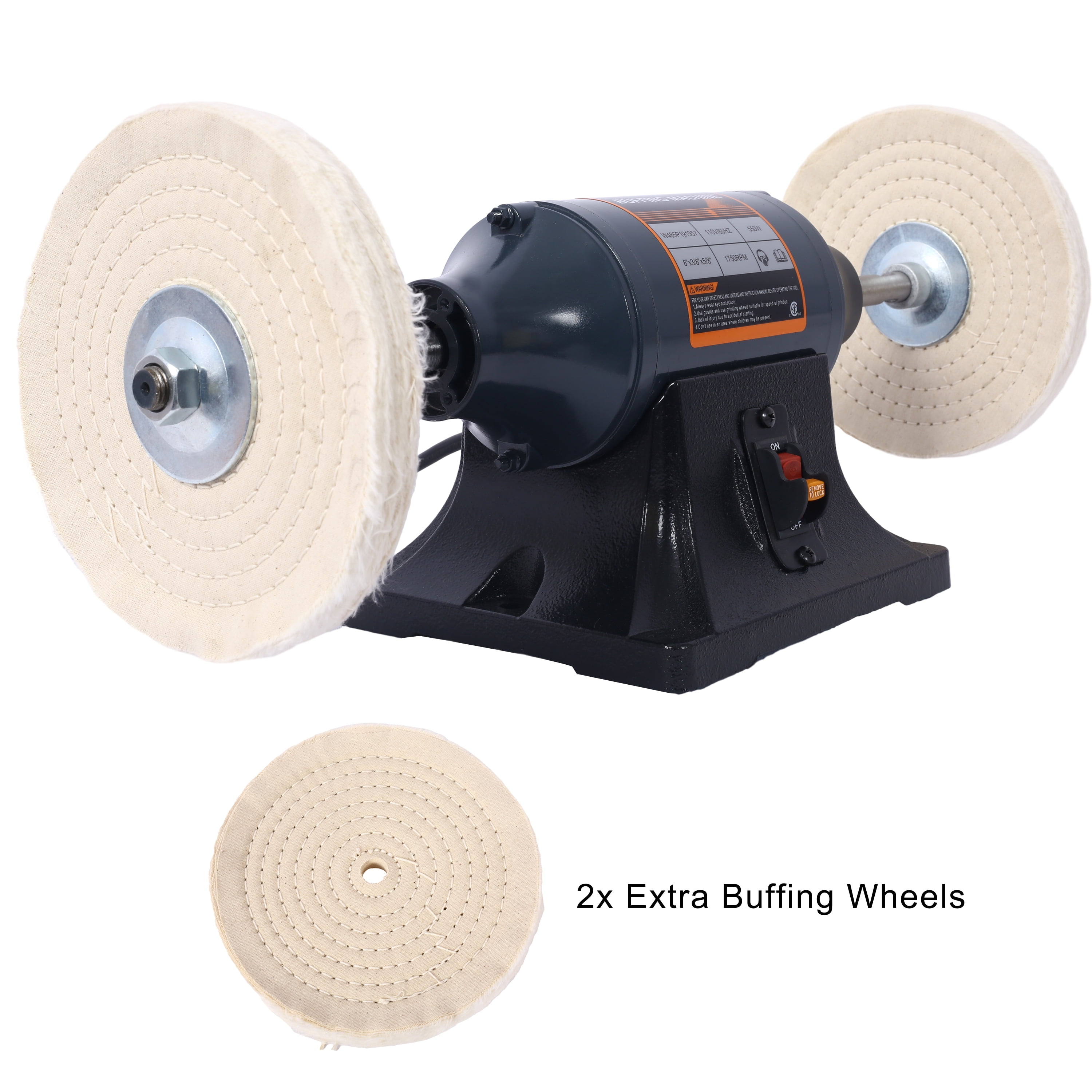 8-Inch Electric Polisher Buffer, 4-Pole Motor, 4 Buffing Wheels, CSA