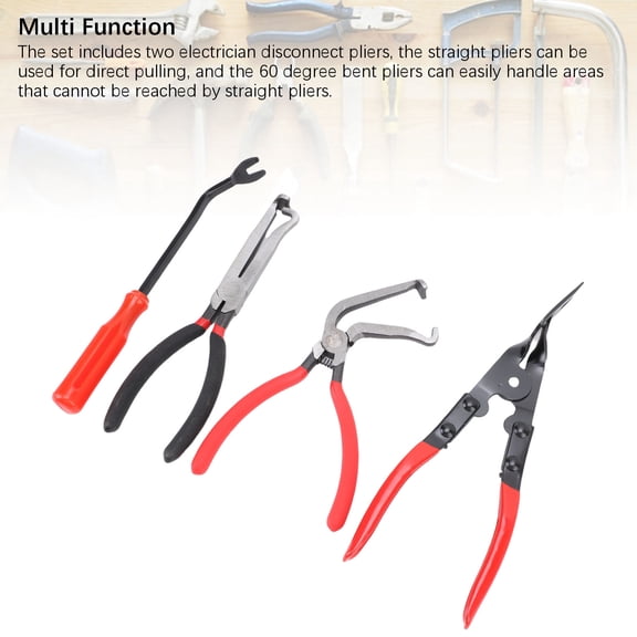 8-Inch Electrical Disconnect Pliers Set with Straight & 60-Degree Bent Tools, High Carbon Steel Fastener Remover & Clip Pliers for Automotive Sensor & Injector Removal