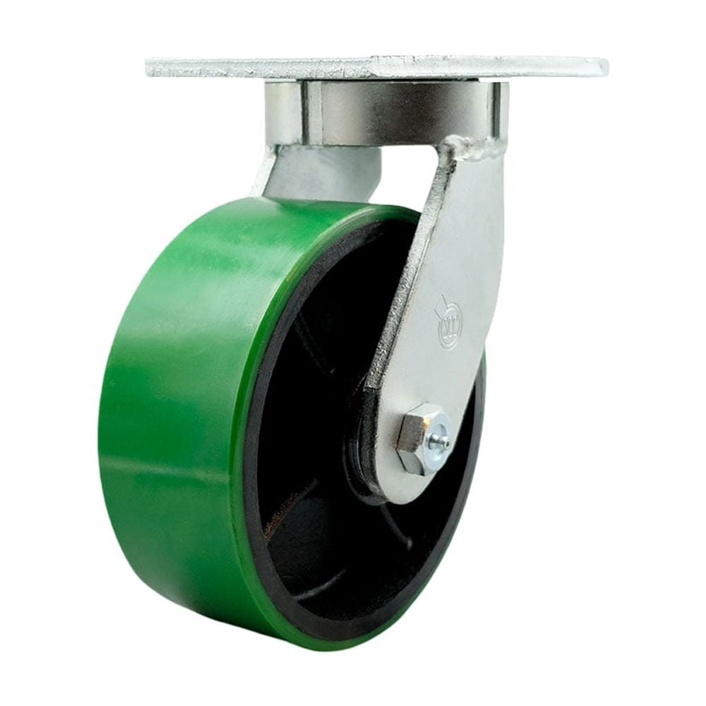 6" Polyurethane On Cast Iron Swivel Caster - Green - Hy-Weld