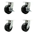 thumbnail image 1 of 8 Inch Extra Heavy Duty Phenolic Wheel Caster Set 4 Swivel Locks 2 Brakes SCC, 1 of 2