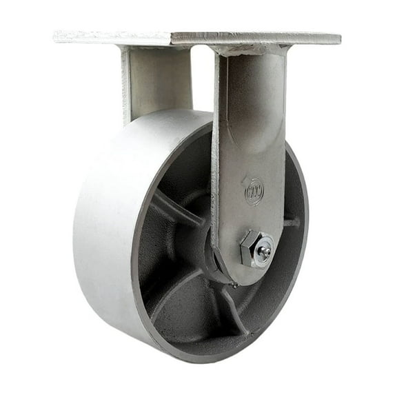 8 Inch Extra Heavy Duty Semi Steel Cast Iron Wheel Rigid Top Plate Caster SCC