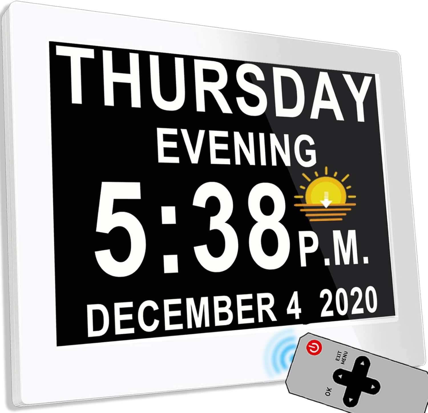 8 Inch Extra Large Upgraded Dementia Clock 19 Alarms with Auto DST, 20