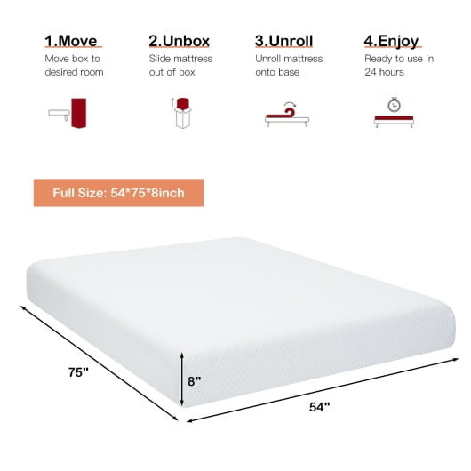 8 Inch Foam Medium Firm Mattress with Jacquard Cover-Full Size ...