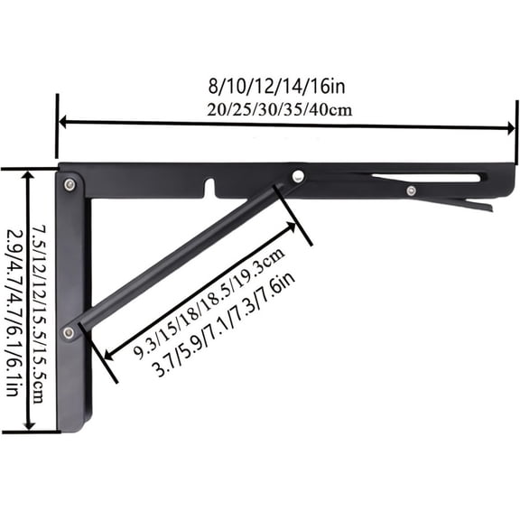 8 Inch Folding Brackets Wall Mounted Heavy Duty Metal Shelf Support Collapsible Bench Table Hinge Floating Bracket Diy Space Saving Work Bench Bracket for Garage Kitchen Office 1 Pack