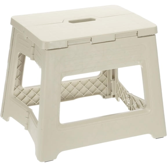 8-Inch Folding Plastic Step Stool, Portable Non-Slip Foot Stool for Bathroom, Kitchen, Travel, 2 Colors Available (Beige/Pink)