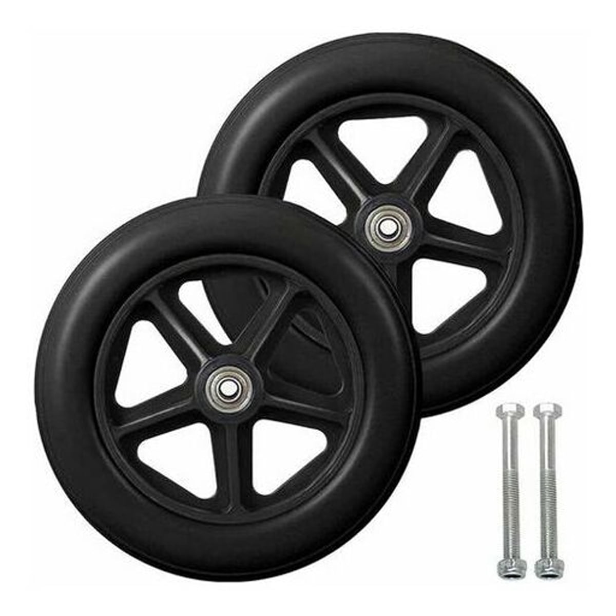 8 Inch Front Wheel, 2Pcs Wheelchair Replacement Wheels, Anti-Slip Solid Tire, 190mm Gray in Black, Wheels for Wheelchairs, Walkers, Walkers (Black)