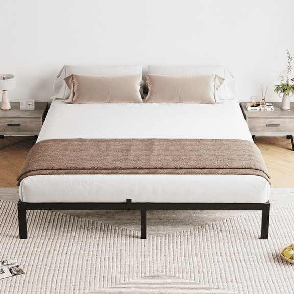 8 Inch Full Metal Platform Bed Frame, No Headboard, 800 LBS Capacity, Low Profile, Black