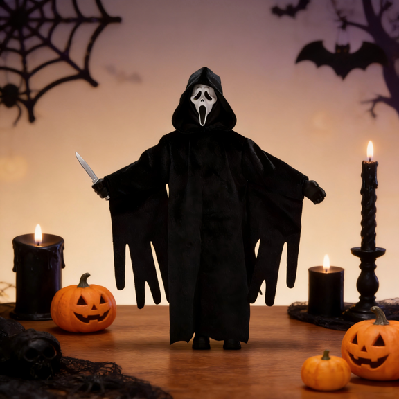 8-Inch Ghost Face Character Plush 2026 Scream 7 Stuffed Slasher Realistic Horror Mask Stuffed Animal Spooky Bedside Decor Gift for Scary Movie Buffs