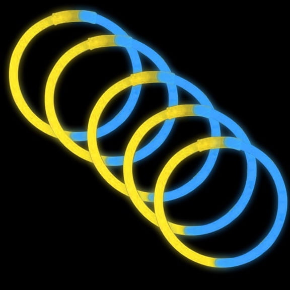 8 Inch Glowstick Bracelets - Bi-Color - Blue/Yellow (100 Pieces Glow)