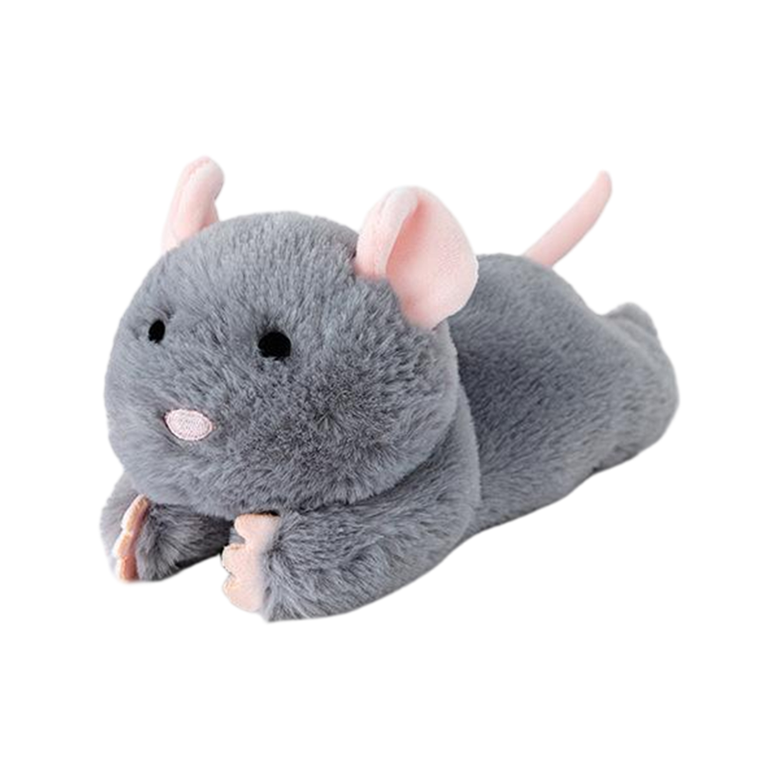 8-Inch Gray Lying Plush Mouse Toy, Pocket-Sized Stress-Relief Companion ...