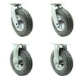 thumbnail image 1 of 8 Inch Gray Pneumatic Wheel Caster Set 2 Swivel 2 Rigid Service Caster Brand, 1 of 2