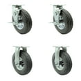 thumbnail image 1 of 8 Inch Gray Pneumatic Wheel Caster Set 2 Swivel with Brake Swivel Lock 2 Rigid, 1 of 2