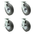 thumbnail image 1 of 8 Inch Gray Pneumatic Wheel Caster Set 4 Swivel with 2 Brakes Service Caster, 1 of 2
